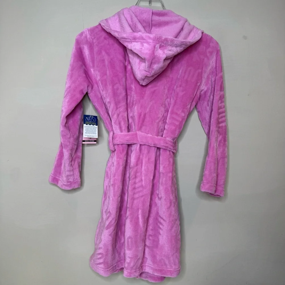 JUICY COUTURE Logo Pink Hooded Fleece Robe Size 10/12